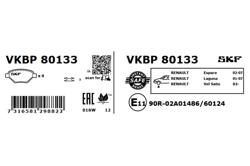 SKF VKBP 80133 Brake Pad Set, disc brake