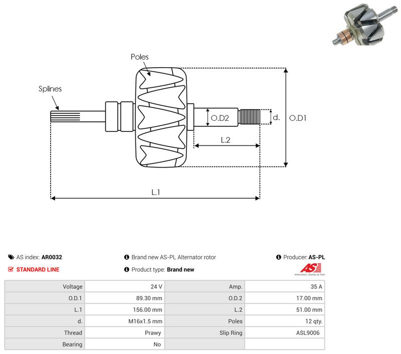 rootor, generaator, AS-PL AR0032