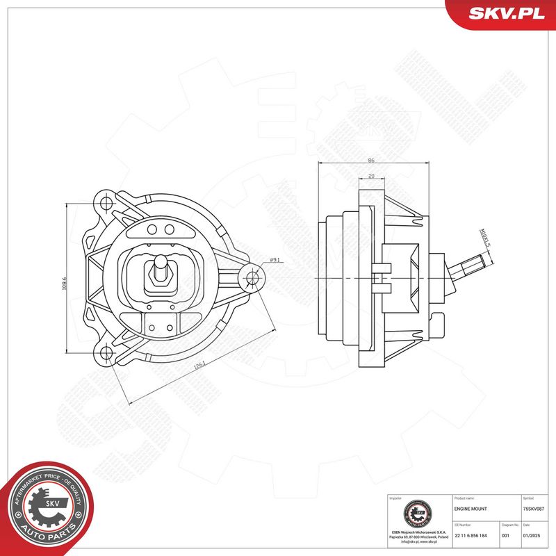 Paigutus, Mootor, ESEN SKV 75SKV087