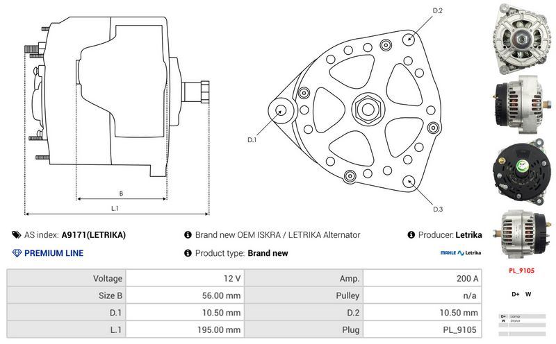 AS-PL A9171(LETRIKA) Alternator