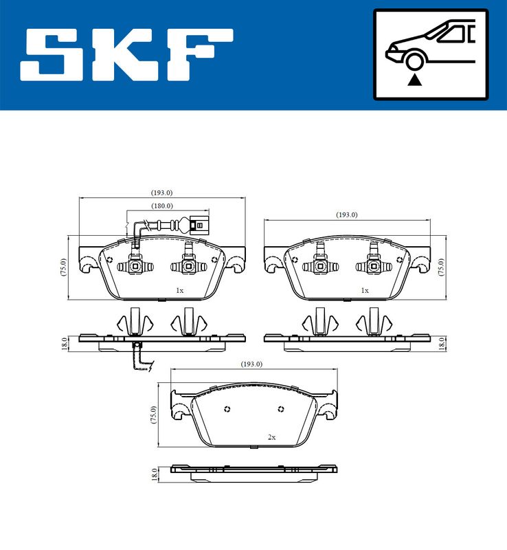 Комплект гальмівних накладок, дискове гальмо, Skf VKBP80445E