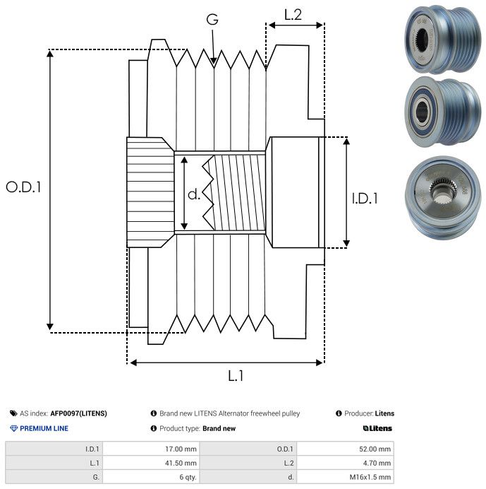 AS-PL AFP0097(LITENS) Alternator Freewheel Clutch