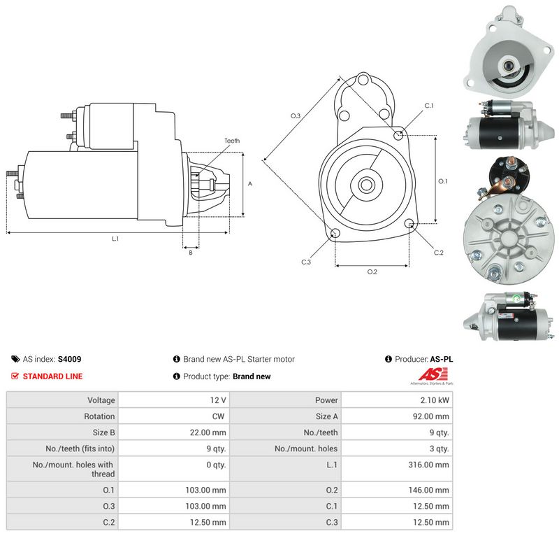 Starter, AS-PL S4009