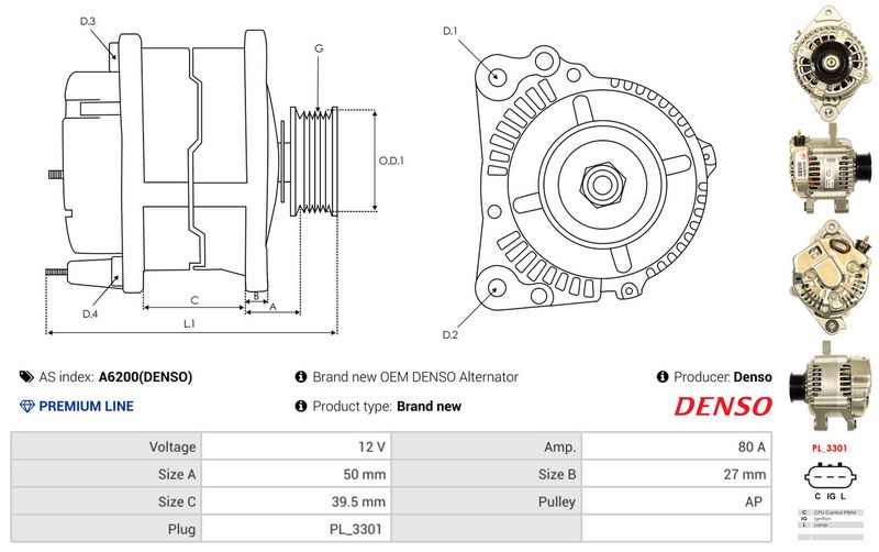 AS-PL A6200(DENSO) Alternator