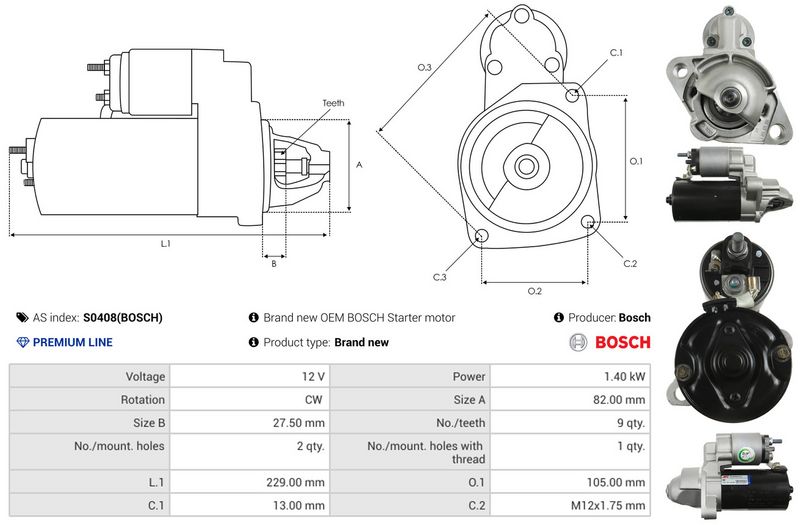 AS-PL S0408(BOSCH) Starter