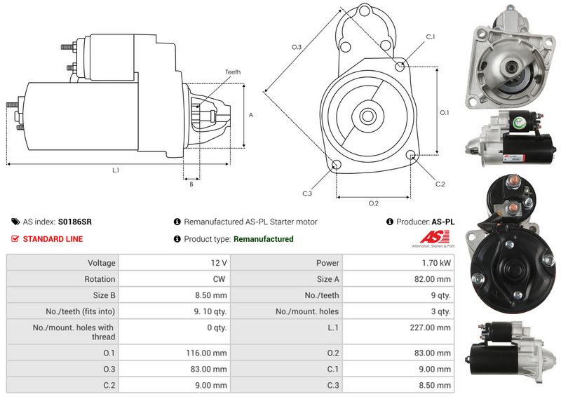 Starter, AS-PL S0186SR