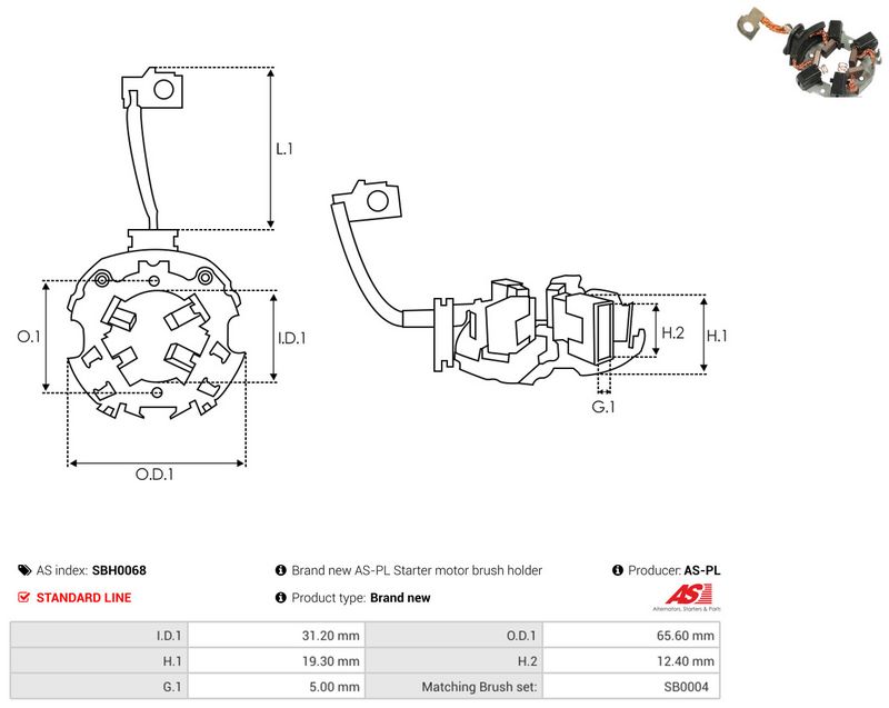 AS-PL SBH0068 Holder, carbon brushes