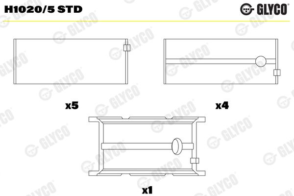 Комплект вкладок коленвала (стандарт) H10205STD