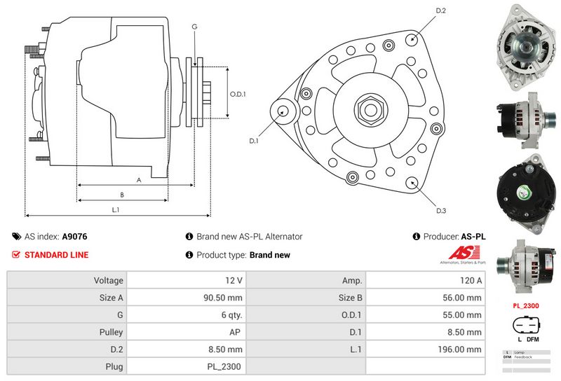 AS-PL A9076 Alternator