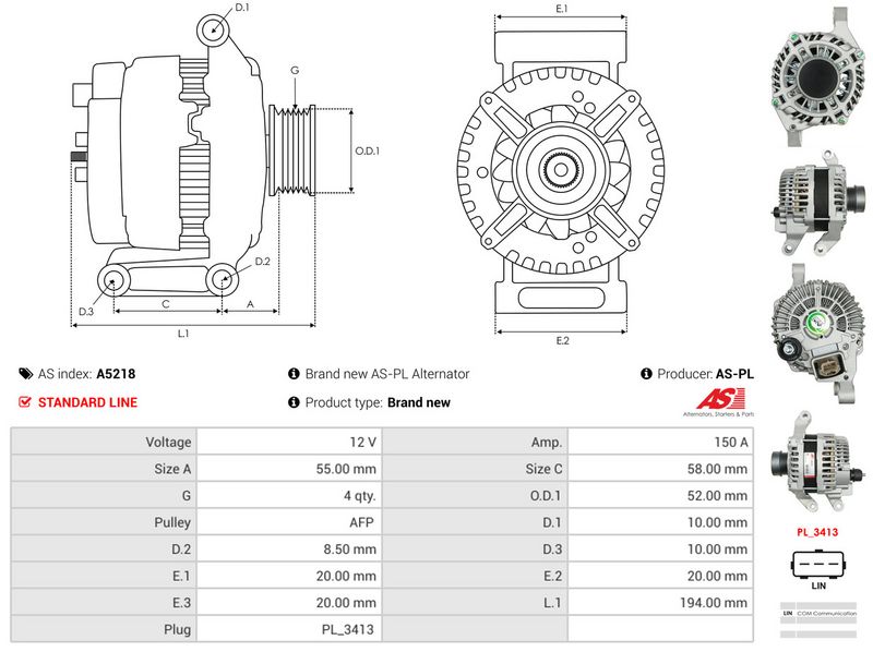 AS-PL A5218 Alternator