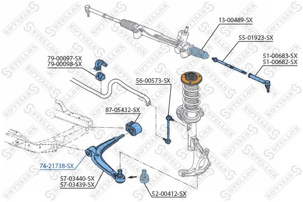 STELLOX 74-21738-SX Mounting, control/trailing arm