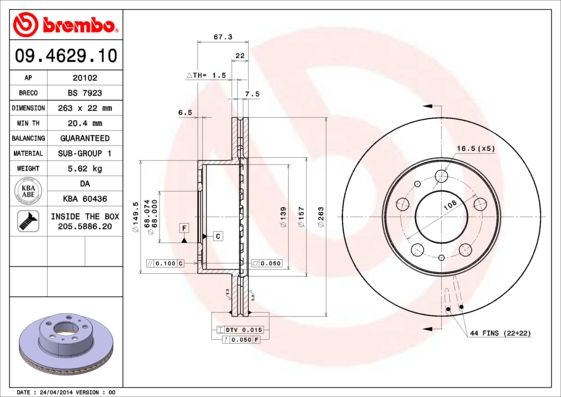 BREMBO féktárcsa 09.4629.10