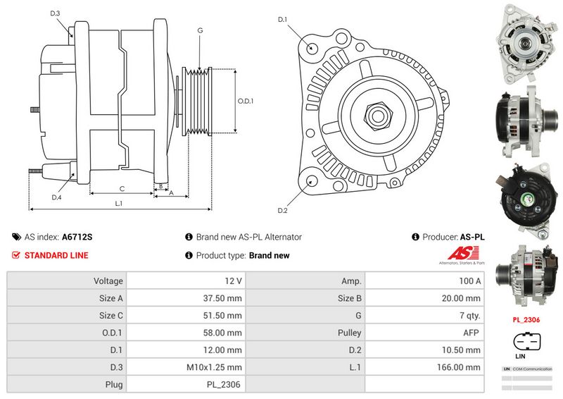 AS-PL A6712S Alternator