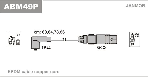 Комплект проводів високої напруги, Janmor ABM49P