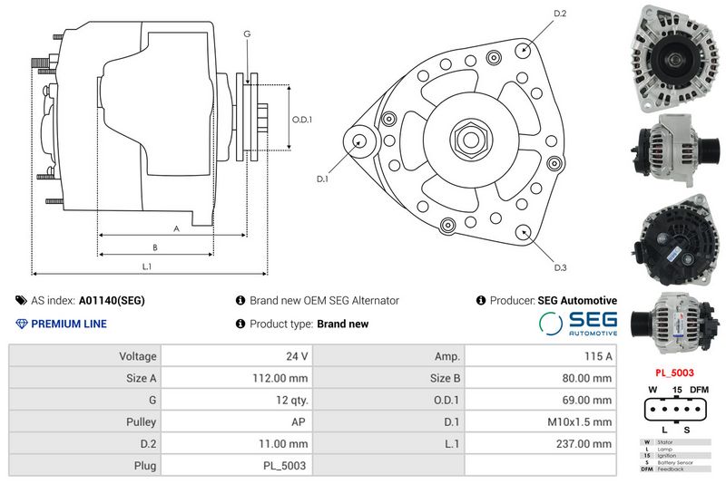 AS-PL A01140(SEG) Alternator