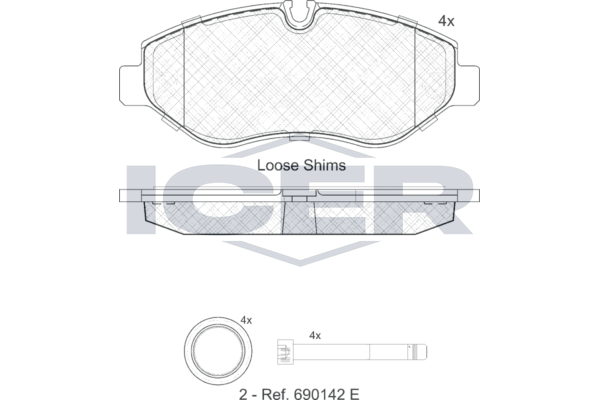 Комплект гальмівних накладок, дискове гальмо, гальмівна система Brembo PF 2.4, Sprinter (906,907,910)/VW Crafter 06-/MB Vito (W639) 03-/(W447) 14