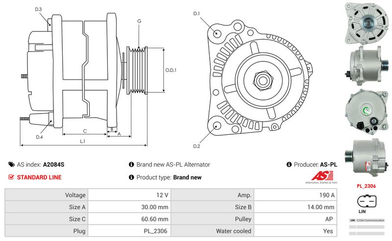 AS-PL A2084S Alternator