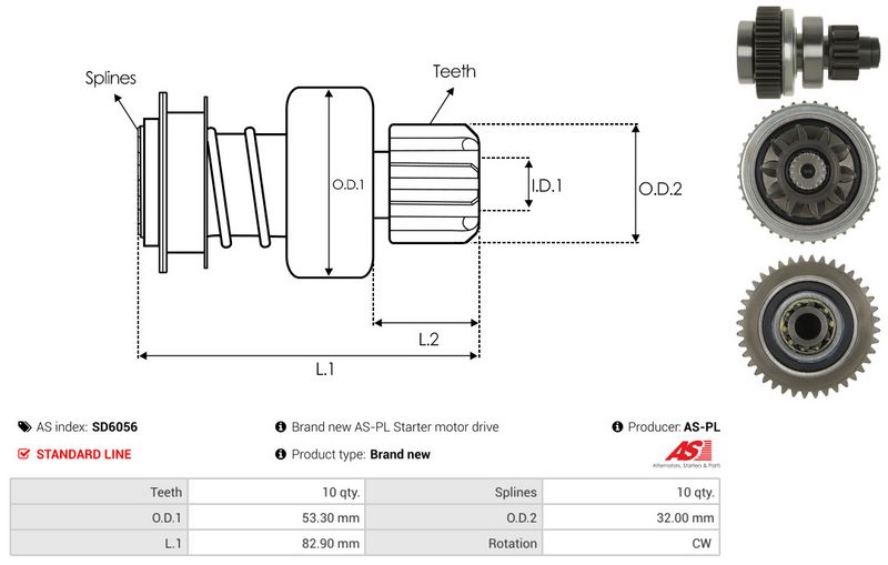 AS-PL SD6056 Freewheel Gear, starter