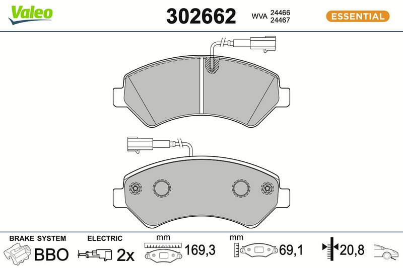 комплект спирачно феродо, дискови спирачки VALEO