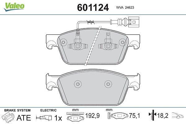 Piduriklotsi komplekt, ketaspidur VALEO 601124