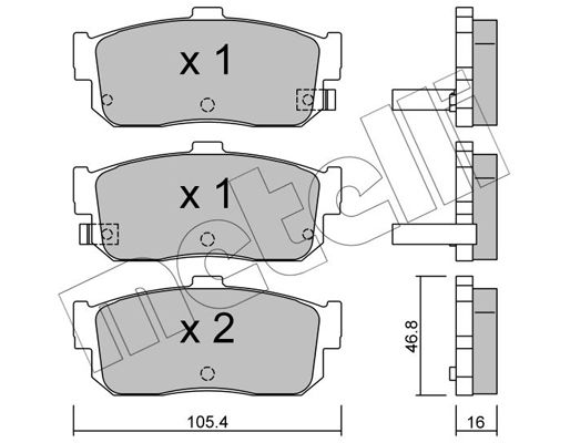 Комплект гальмівних накладок, дискове гальмо, Metelli 22-0193-1