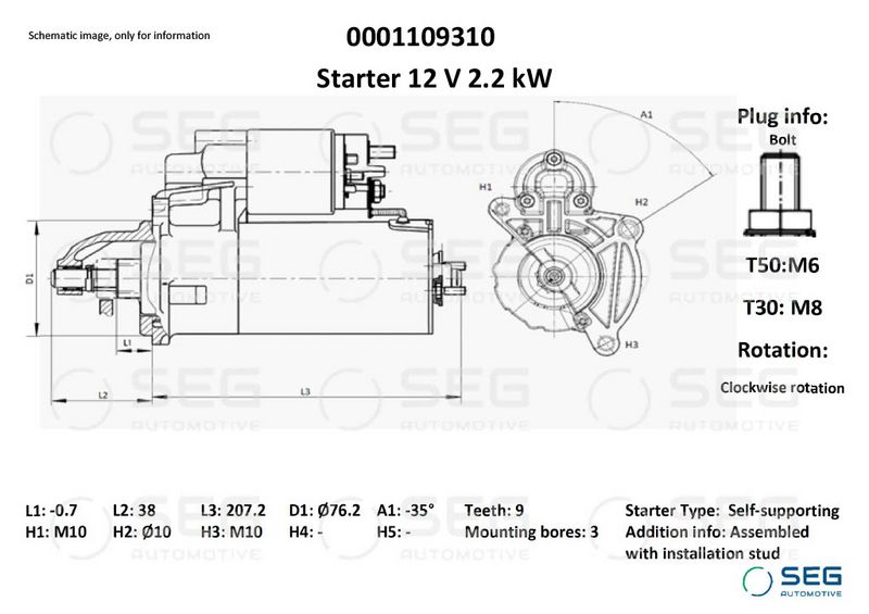 SEG Automotive 0001109310 Starter