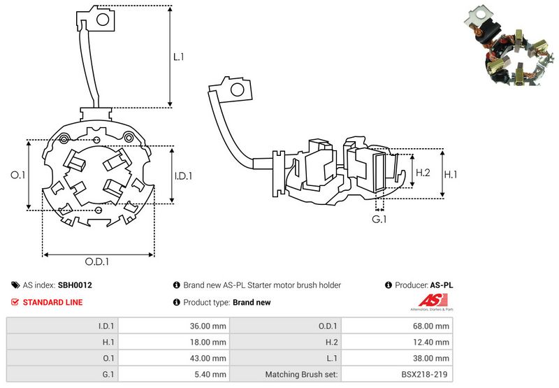 AS-PL SBH0012 Holder, carbon brushes
