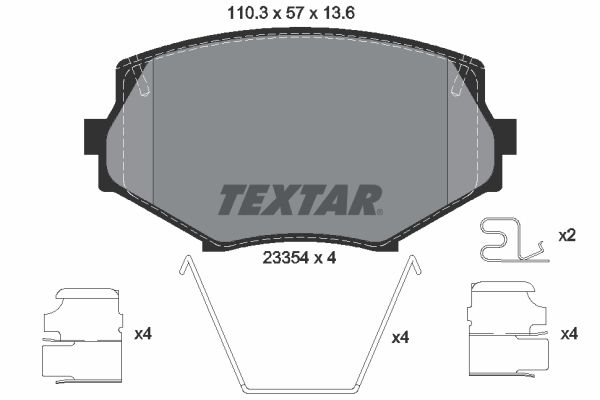 Комплект гальмівних накладок, дискове гальмо, Textar 2335404