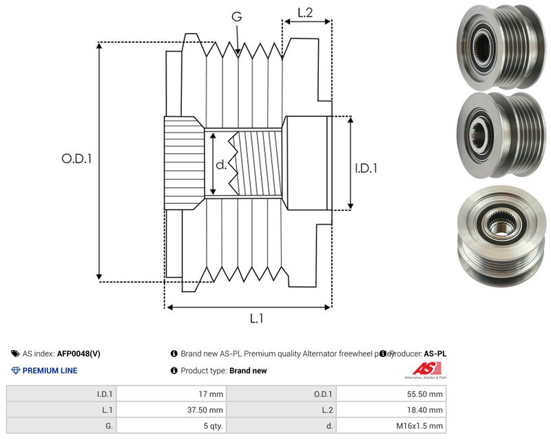 AS-PL AFP0048(V) Alternator Freewheel Clutch