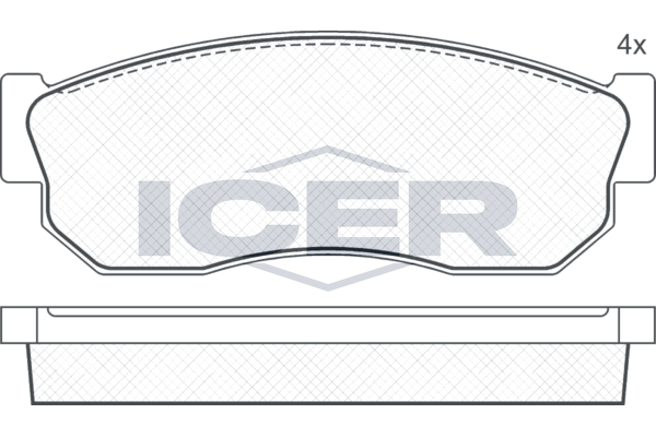 комплект спирачно феродо, дискови спирачки ICER