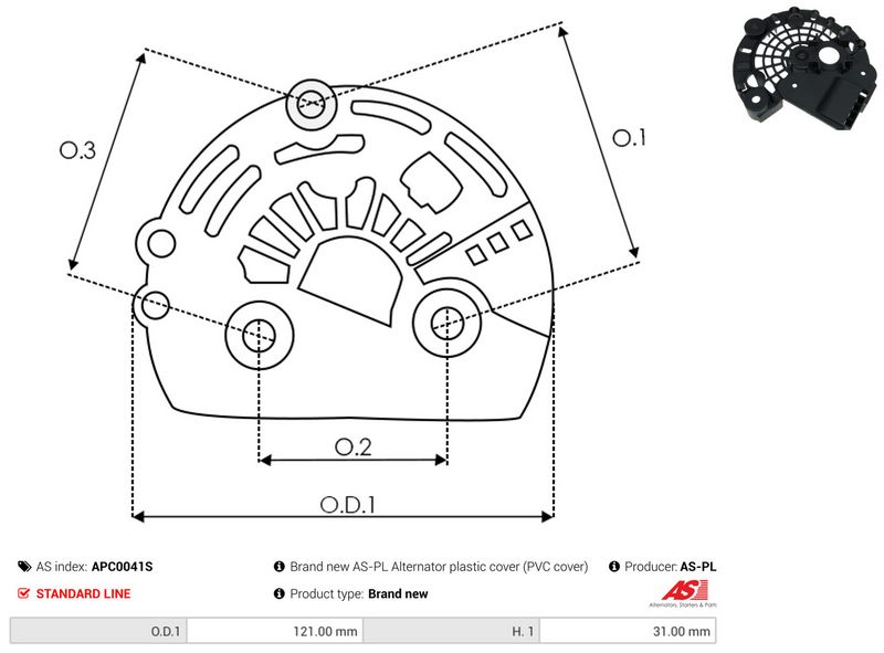 AS-PL APC0041S Protective Cap, alternator
