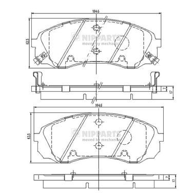 Комплект гальмівних накладок, дискове гальмо, Nipparts N3600329