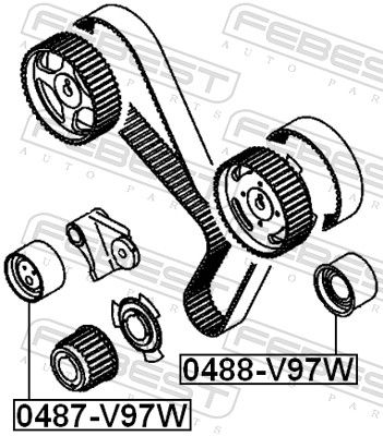 FEBEST 0488-V97W Deflection/Guide Pulley, timing belt