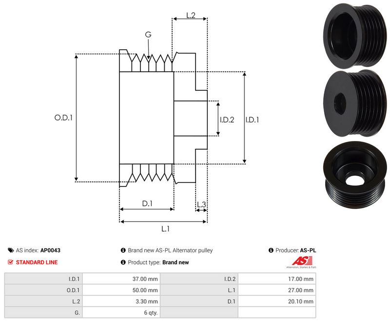 Rihmaratas, generaator, AS-PL AP0043