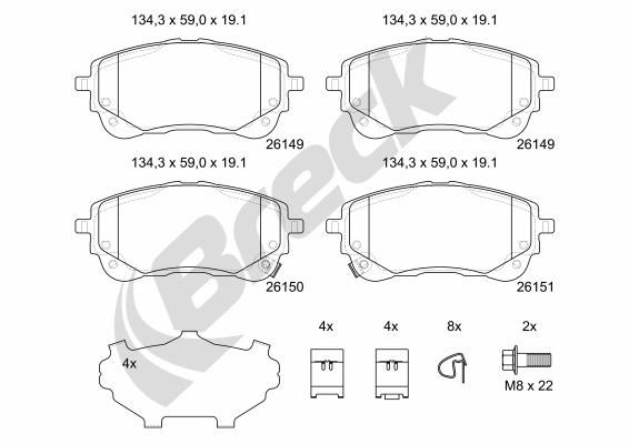 Bremsbelagsatz, Scheibenbremse
