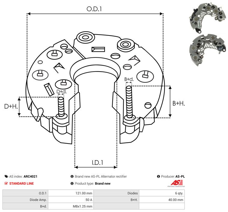 AS-PL ARC4021 Rectifier, alternator