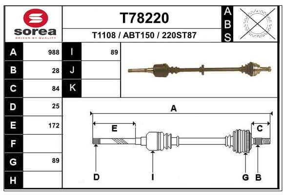 EAI hajtótengely T78220