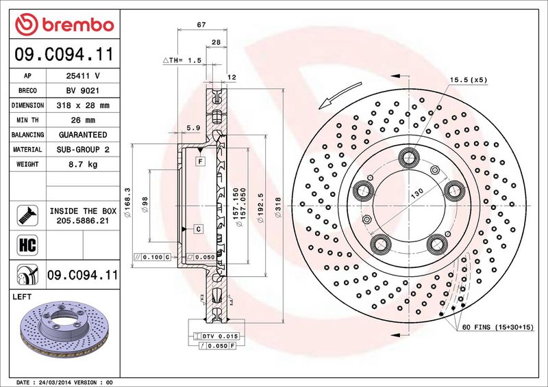 Disc frana 09.C094.11 BREMBO