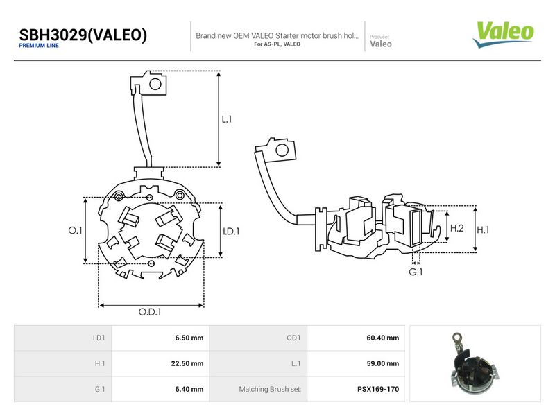 Kinnitus, süsinikuharjad, AS-PL SBH3029(VALEO)