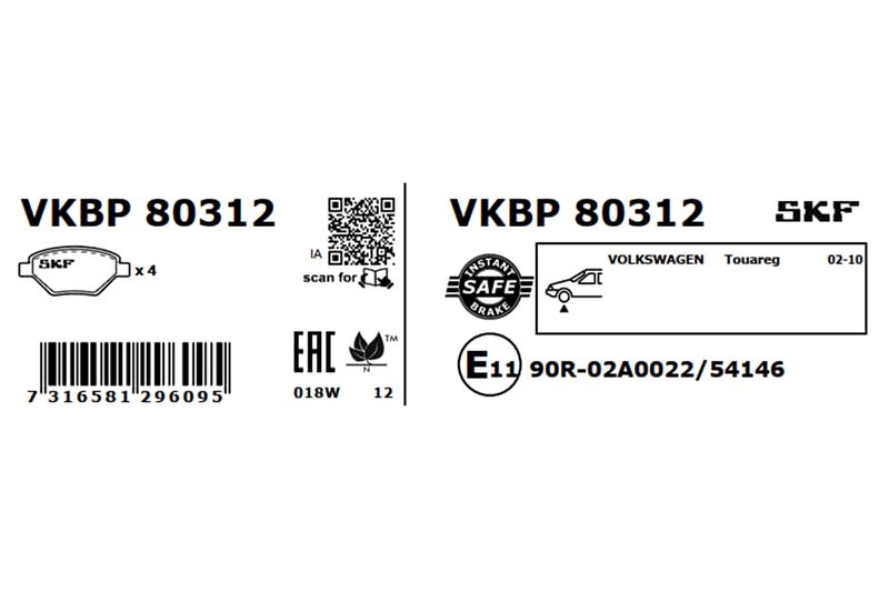 SKF VKBP 80312 Brake Pad Set, disc brake