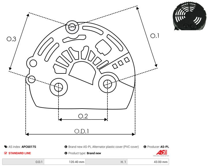 AS-PL APC6017S Protective Cap, alternator