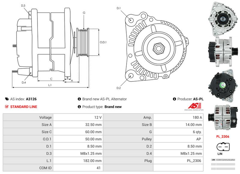 AS-PL A3126 Alternator