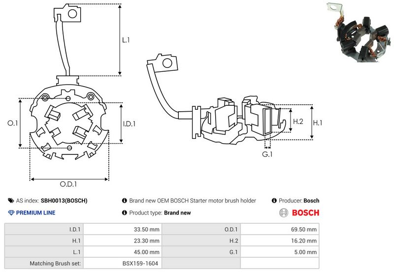 AS-PL SBH0013(BOSCH) Holder, carbon brushes