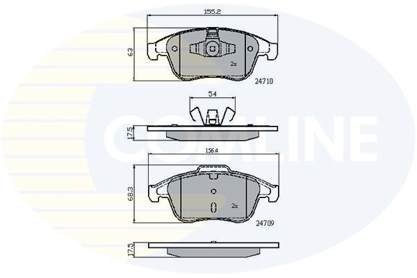 Комплект гальмівних накладок, дискове гальмо, Comline CBP02001