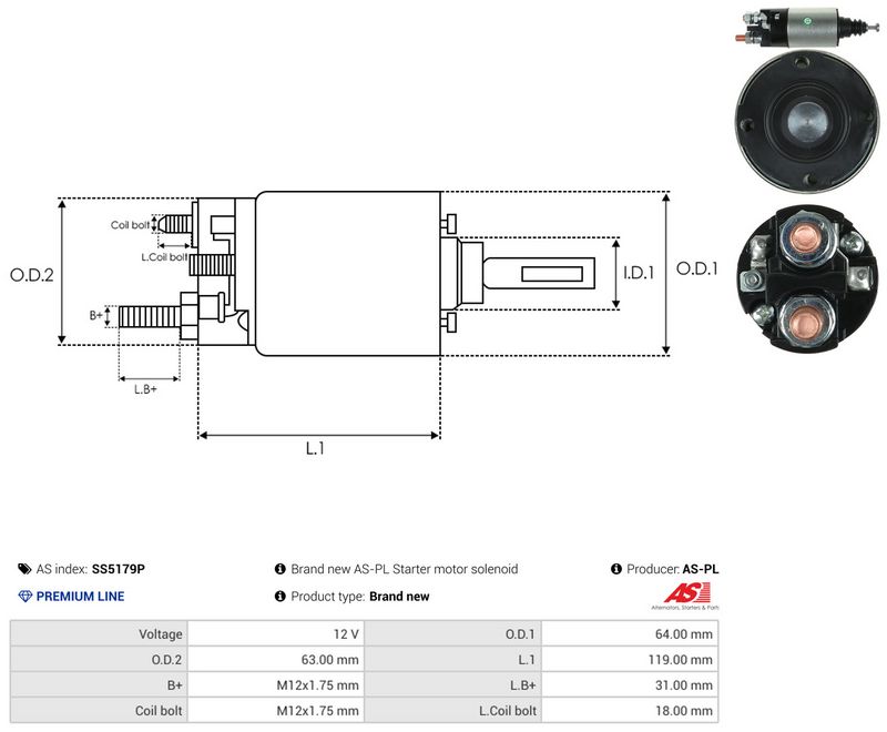 Magnetlülitus, starter, AS-PL SS5179P
