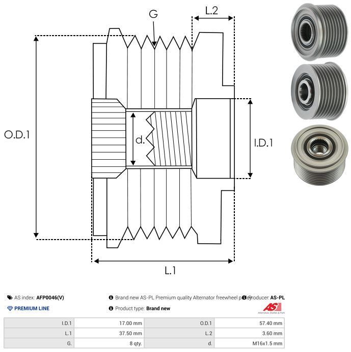 AS-PL AFP0046(V) Alternator Freewheel Clutch