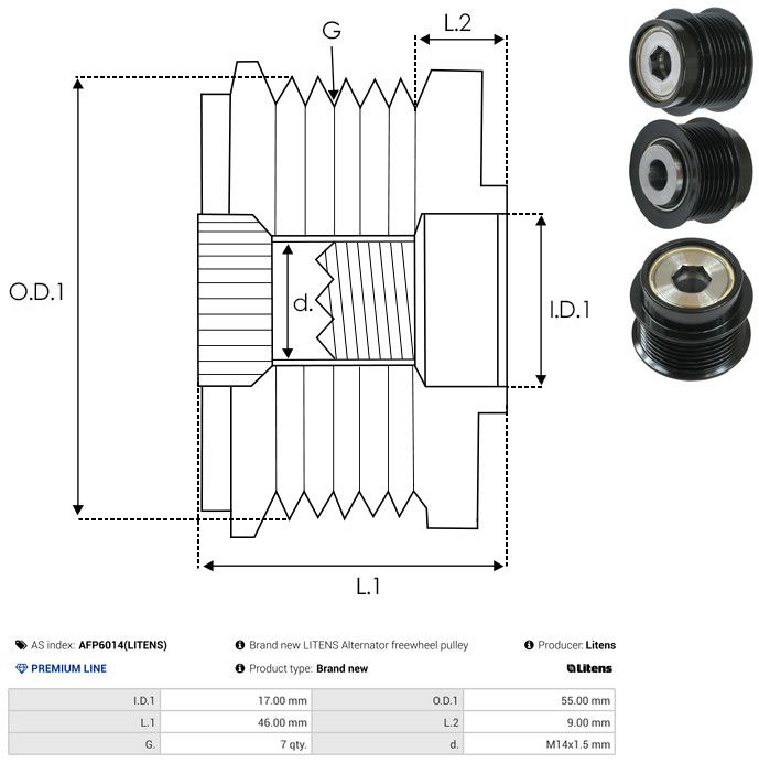 AS-PL AFP6014(LITENS) Alternator Freewheel Clutch