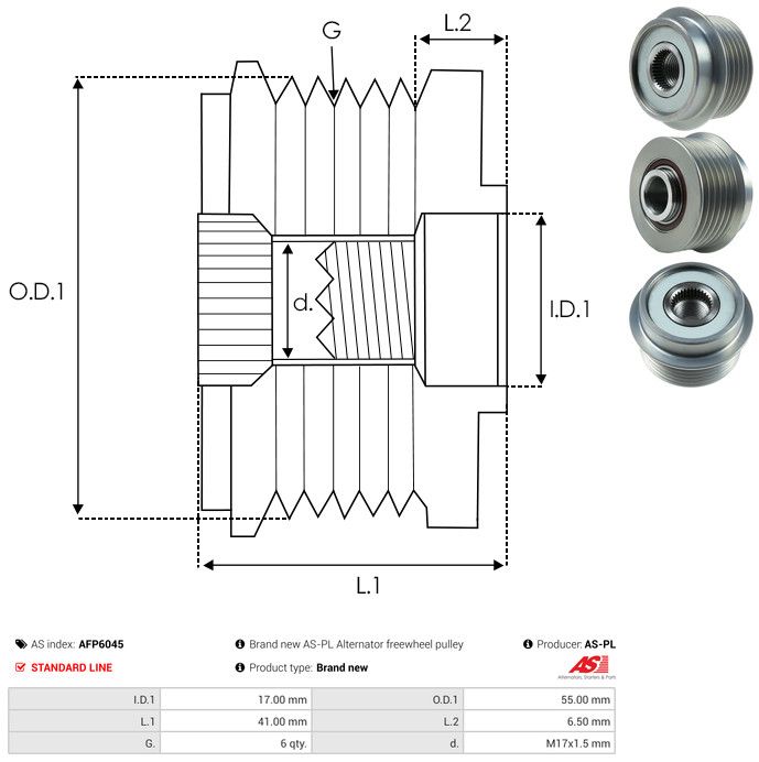 AS-PL AFP6045 Alternator Freewheel Clutch
