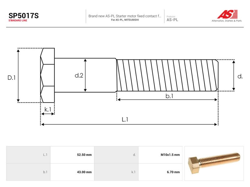 Remondikomplekt, Starter, AS-PL SP5017S