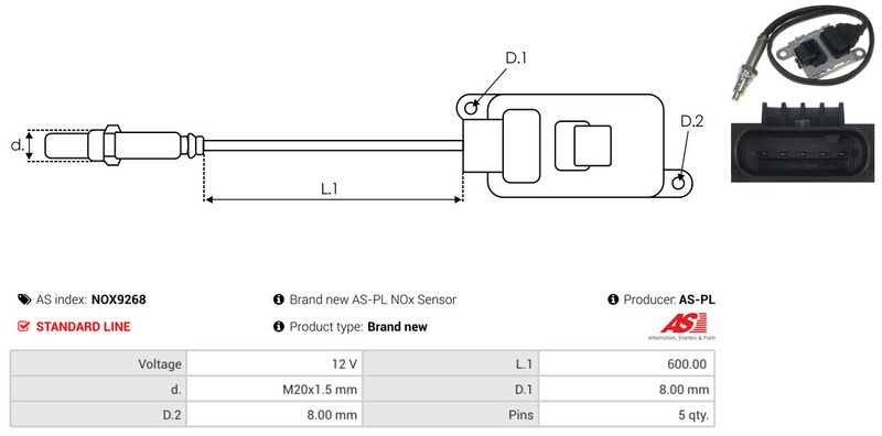 AS-PL NOX9268 NOx Sensor, urea injection